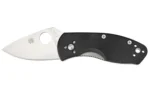Spyderco Ambitious, right-side view with satin blade, round hole and textured black handle