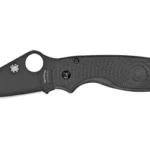 Spyderco Para 3 Lite folding knife, right side view with black blade and textured black handle