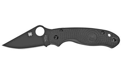 Spyderco Para 3 Lite folding knife, right side view with black blade and textured black handle