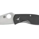 SPYDERCO PERSISTENCE folding knife, left side open view with silver blade and black handle