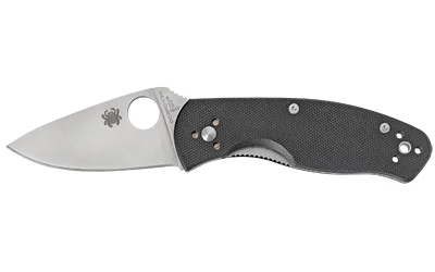 primary-11256 SPYDERCO PERSISTENCE folding knife, left side open view with silver blade and black handle