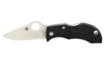SPYDERCO MANBUG BLACK FRN PLAIN open folding knife with silver blade and textured black handle