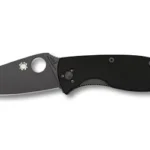 SPYDERCO TENACIOUS G-10 PLAIN BLK open folding knife, left side with black blade and handle