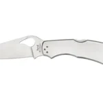SPYDERCO BYRD CARA CARA 3.75-inch open knife, right side, silver handle and plain blade
