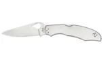 SPYDERCO BYRD CARA CARA 3.75-inch open knife, right side, silver handle and plain blade