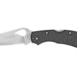SPYDERCO BYRD CARA CARA 2 LTWT BLK open knife, right side, black textured handle and plain blade