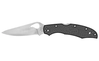 primary-11282 SPYDERCO BYRD CARA CARA 2 LTWT BLK open knife, right side, black textured handle and plain blade