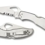 SPYDERCO BYRD MEADOWLARK 2 2.93-inch silver knife shown open and closed with pocket clip