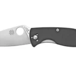Spyderco Tenacious G-10 PlainEdge black folding knife, left side open with silver blade