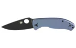 Spyderco Tenacious Ti blue and black folding knife, left side open with black blade