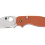 SPYDERCO SAGE 6 orange folding knife, right-side view with silver blade and round thumb hole