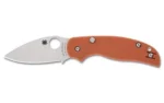 SPYDERCO SAGE 6 orange folding knife, right-side view with silver blade and round thumb hole
