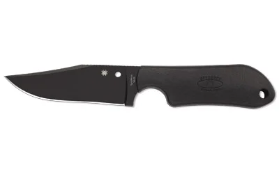 Spyderco Street Beat LW black fixed-blade knife, left side view with contoured handle