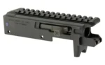 TRUE PREC TP/22 complete receiver in black, right-side view with top rail and open port