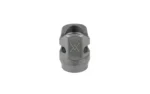 TRUE PREC COBRA COMP black cylindrical compensator, upright angled view with side ports