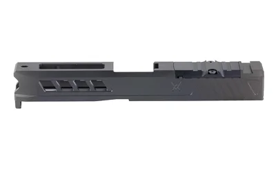 TRUE Precision RXM slide black side view with top optic cut and angled front serrations
