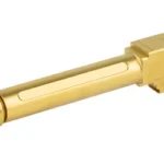 True Precision barrel for Ruger RXM, gold-colored side view with threaded muzzle