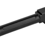 TRUE PREC BBL FOR G19 BLK NIT TB black barrel, angled front view with threaded muzzle