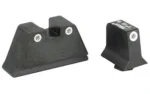 TRIJICON SUP NS GRN FOR GLK 9MM W/W black rear and front sights, angled view with white dots