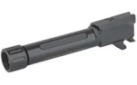 TRUE PREC P365 barrel black DLC, angled side view with threaded muzzle and fluted sides