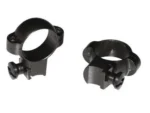 BURRIS HIGH 1-inch .22 RNGS, black steel ring pair viewed from the front and side