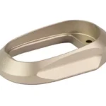 TRUE PREC MAGWELL FOR P365 FUSE FDE tan magwell, angled top view with rounded rectangular opening