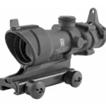 Trijicon ACOG M4A1, black angled front view with mount, adjustment knobs and rear sight