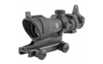 Trijicon ACOG M4A1, black angled front view with mount, adjustment knobs and rear sight