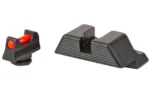 TRIJICON FIBER SIGHT FOR GLK 17/19, black front and rear sights with red fiber insert
