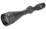 TRIJICON AccuPoint 2.5-10X56 black scope, angled side view with large objective and turrets