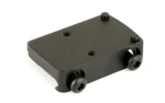 TRIJICON RMR MNT LOW PICATINNY, black mount in angled top view with four visible screws