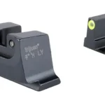 TRIJICON SUP NS GRN M&P CORE YF/BR black front and rear sights, angled view with green front dot