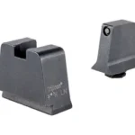 TRIJICON SUP NS FOR GRN GLK 42 BF/MR black front and rear sights, angled view with outlined front dot