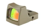 TRIJICON RMR TYPE 2 3.25 MOA FDE tan reflex sight, front-left view with multicolor lens