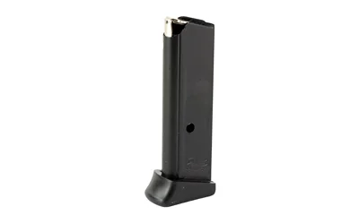 primary-11782 Walther PPK magazine, black front angled view with metal feed lips and extended base