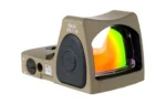 TRIJICON DUAL DEFENSE FDE M17/18 B&T tan reflex sight, front-right view with multicolor lens