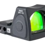 TRIJICON DUAL DEFENSE M17/18 B&T BLK black reflex sight, left-side view with green-tinted lens
