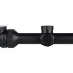 TRIJICON ACCUPOINT 1-8X24 SFP RD BAC black scope, left side view with adjustment turrets