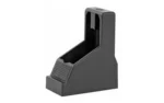 ADCO SUPER THUMB LOADER DBL STK 9/40 black, angled front view with open top and ribbed pad