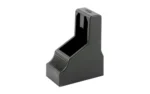 ADCO SUPER THUMB LOADER DBL STK 380 black, angled front view with open top and ribbed pad