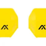 AXIL MX PLATE 1 SET YELLOW two bright yellow plates with black AXIL logos, front and rear views