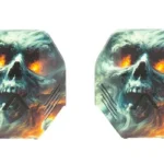 AXIL MX CSTM+ Apocalypse, two multicolor skull-pattern plates in front view