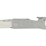 SOG KEYTON SATIN 1.8 silver folding keychain knife with open blade and round key ring