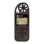 KESTREL 5700X ELITE W/BALLISTICS FDE dark brown handheld meter, front view with screen