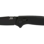 SOG TERMINUS XR 2.95" BLACK open black folding knife, right-side view with black blade and handle