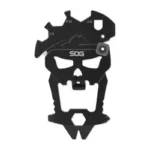 SOG MACV TOOL BLACK, front view of skull-shaped multitool with cutouts and hex opening