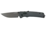 SOG Flash AT Urban Grey open knife side view with dark blade and textured grey handle