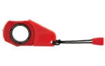 SOG Rapid Rescue Red side view with red body, circular cutter opening and black wrist cord