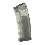 LANCER L5AWM GEN2, smoke translucent angled side view with curved textured body