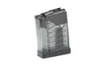 Lancer L5AWM Gen2 magazine, translucent smoke angled side view with black baseplate